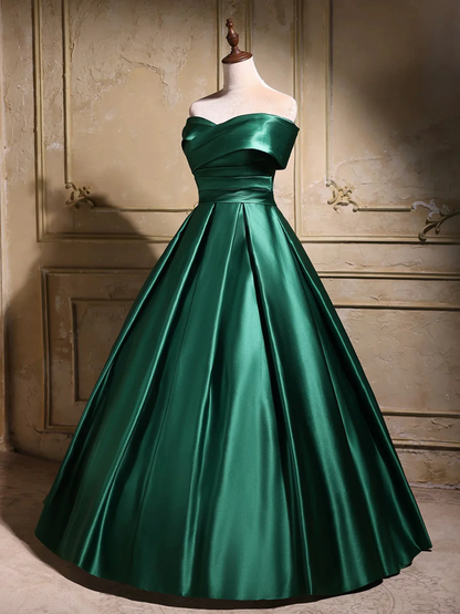 Back view of satin ball gown prom dress showing lace-up corset.