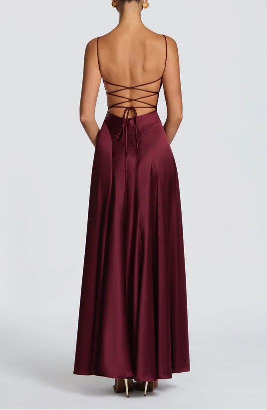 Elegant Satin A-Line Cowl Neck Pink Prom Dress with Lace-Up Back