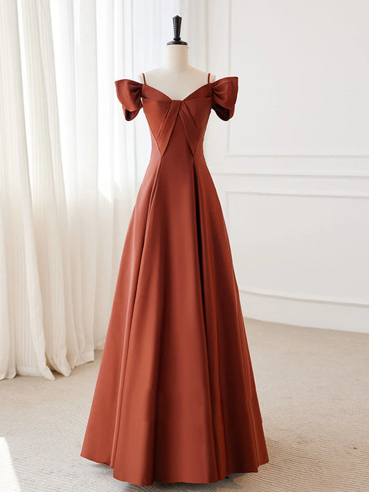 Elegant A-Line Off-the-Shoulder Corset Back Floor-Length Prom Dress