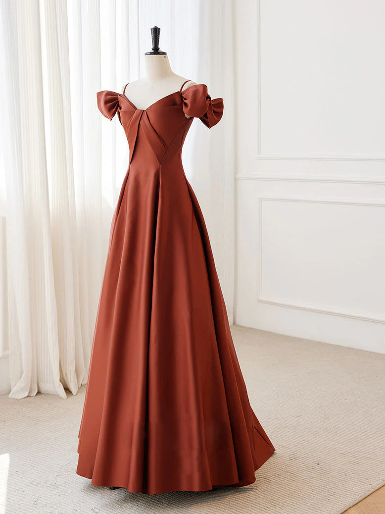 Elegant A-Line Off-the-Shoulder Corset Back Floor-Length Prom Dress