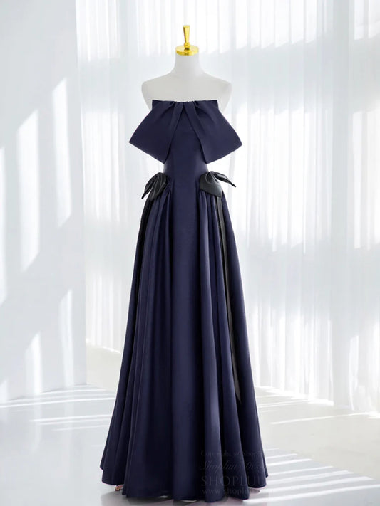 Elegant A-Line Off-the-Shoulder Lace-Up Back Floor-Length Prom Dresses