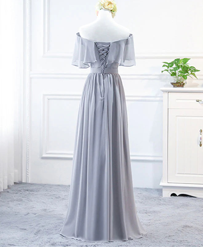 Elegant Chiffon A-Line Off-Shoulder Ruffle Flowy Floor Length Prom Dress