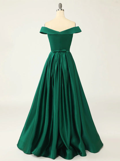 Elegant A-Line Off-the-Shoulder Sleeveless Hidden Zipper Floor-Length Prom Dress