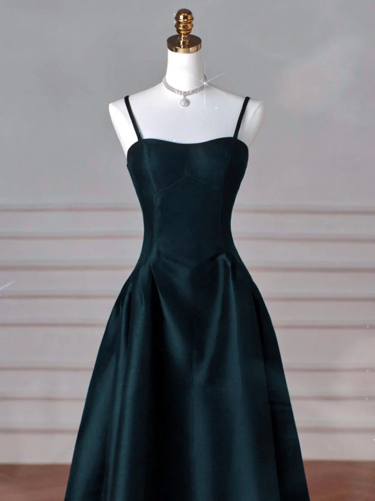 Elegant A-Line Sweetheart Spaghetti Strap Lace-Up Back Floor-Length Prom Dresses