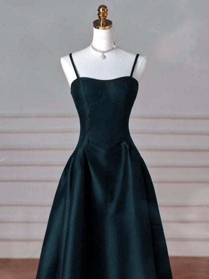 Elegant A-Line Sweetheart Spaghetti Strap Lace-Up Back Floor-Length Prom Dresses