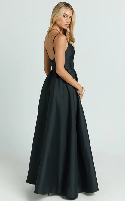 Elegant Lustrous A-Line Sweetheart Spaghetti Strap Slit Floor Length Evening Dress