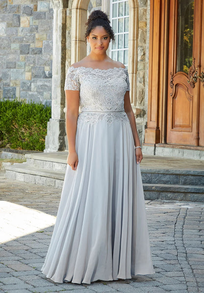 Elegant A Line Off The Shoulder Short Sleeve Lace Back Floor Length Mother of the Bride Dress
