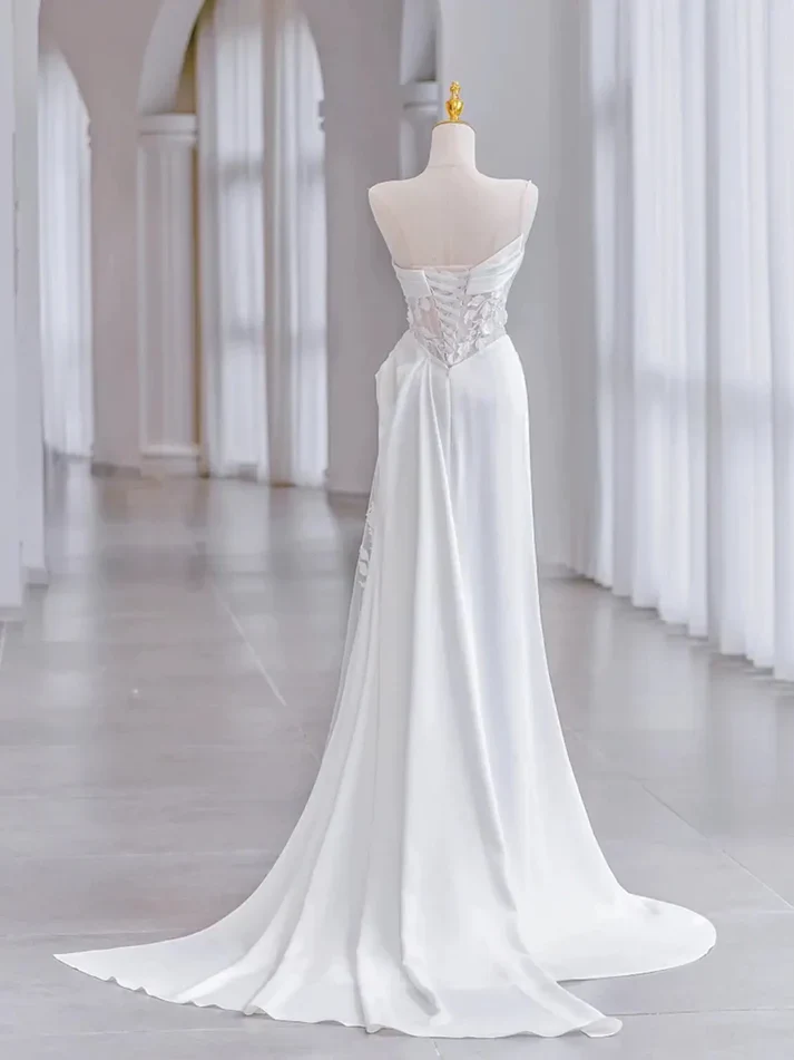 Elegant Draped Mermaid Sweetheart Spaghetti Straps Lace Up Floor Length Prom Dresses