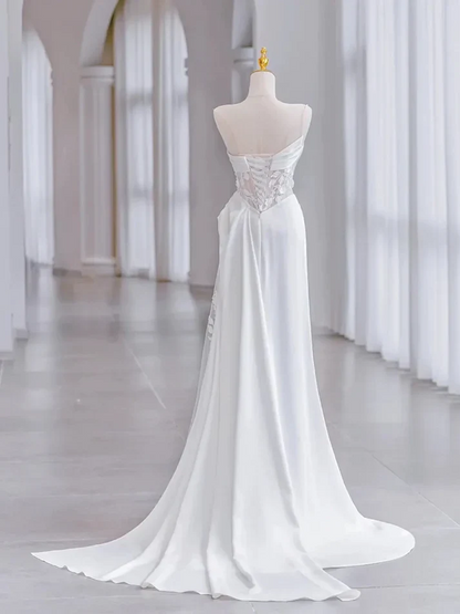 Elegant Draped Mermaid Sweetheart Spaghetti Straps Lace Up Floor Length Prom Dresses