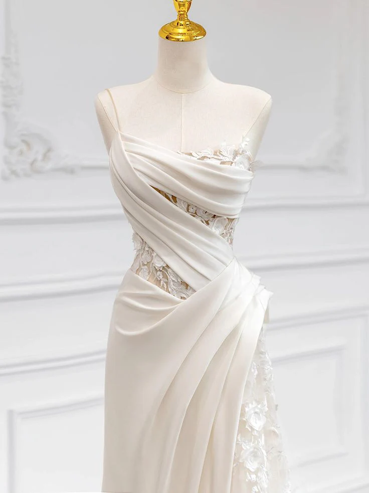 Elegant Draped Mermaid Sweetheart Spaghetti Straps Lace Up Floor Length Prom Dresses
