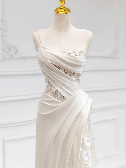 Elegant Draped Mermaid Sweetheart Spaghetti Straps Lace Up Floor Length Prom Dresses