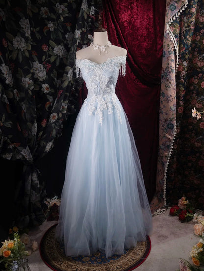 Elegant Fitted A-Line Sweetheart Neck Off-The-Shoulder Lace-Up Back Prom Dresses