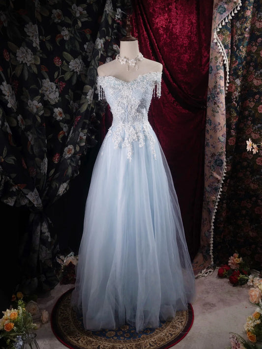Elegant Fitted A-Line Sweetheart Neck Off-The-Shoulder Lace-Up Back Prom Dresses