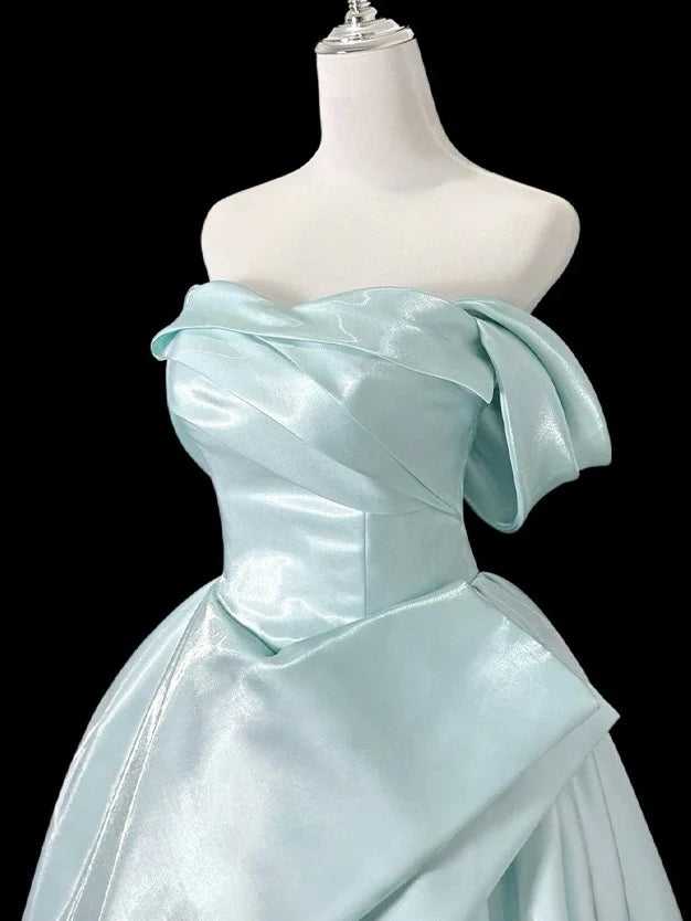 Elegant Fitted Ball Gown Off-The-Shoulder Sweetheart Neck Lace-Up Back Prom Dresses
