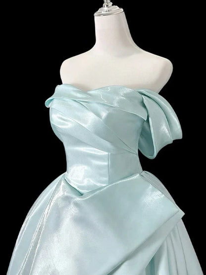 Elegant Fitted Ball Gown Off-The-Shoulder Sweetheart Neck Lace-Up Back Prom Dresses