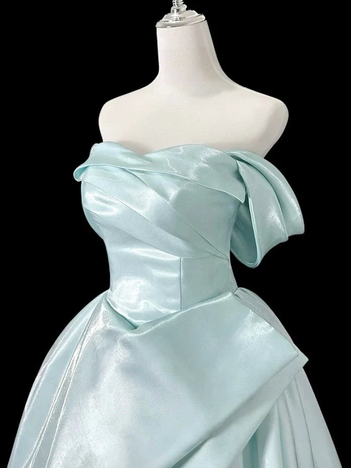 Elegant Fitted Ball Gown Off-The-Shoulder Sweetheart Neck Lace-Up Back Prom Dresses