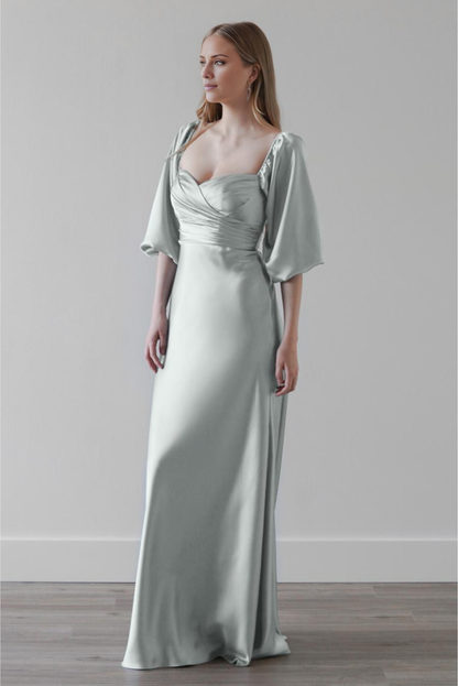 Elegant Mermaid Off-Shoulder Puff Sleeve Open Back Maxi Formal Dress