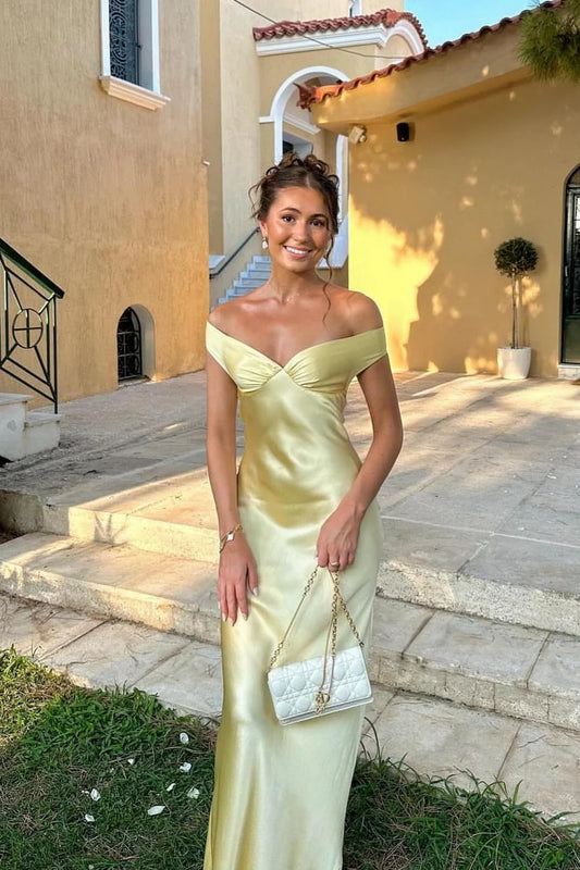 Elegant Mermaid Off-the-Shoulder Sweetheart Satin Floor Length Formal Prom Dress