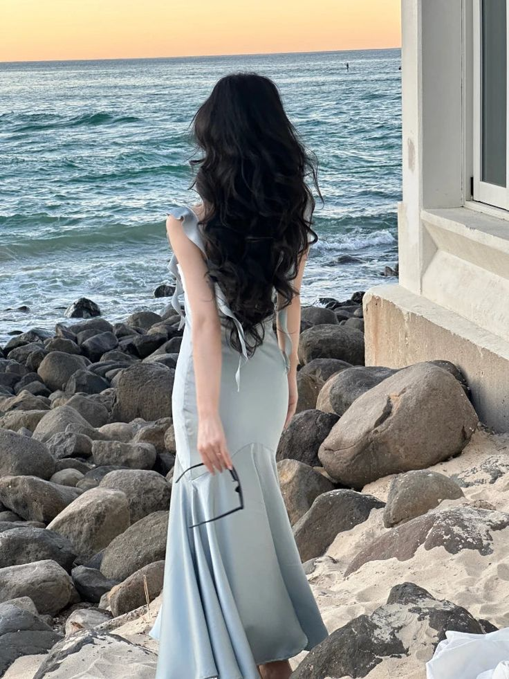 Elegant Mermaid Prom Dress Off The Shoulder Cowl Neck Floor Length Ruffled Straps