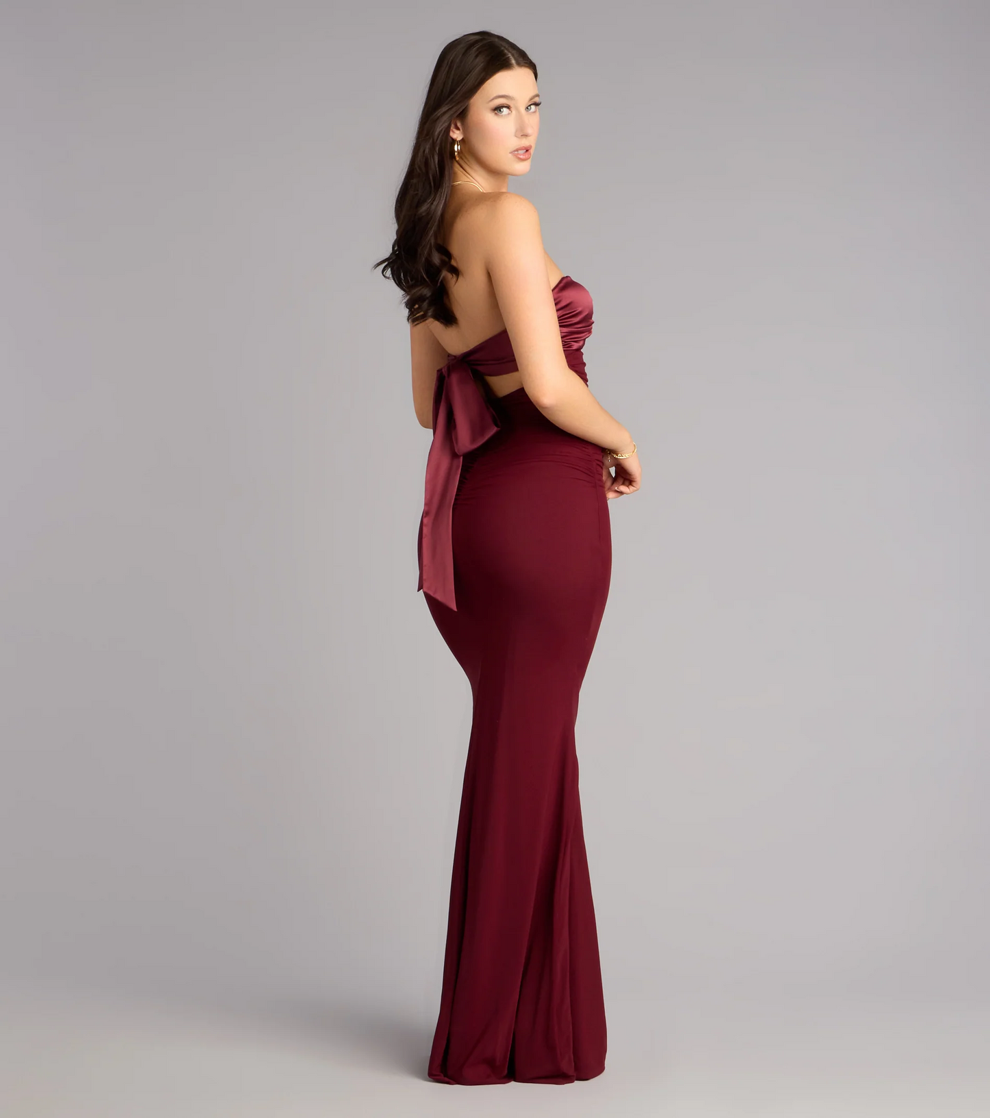 Elegant Mermaid Strapless Sweetheart Bow Back Floor Length Evening Dress