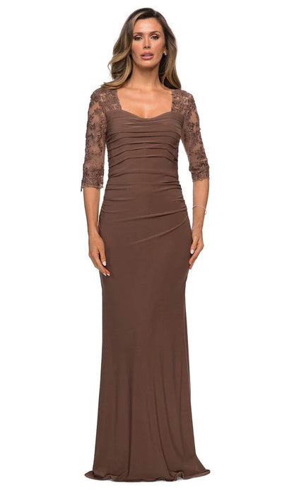 Elegant Mermaid Sweetheart Neck 3/4 Sleeve Closed Back Floor Length Mother of the Bride Dresses