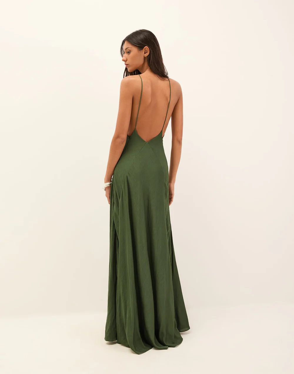 Elegant Mermaid V-Neck Spaghetti Strap Low Back Slit Floor Length Evening Dress
