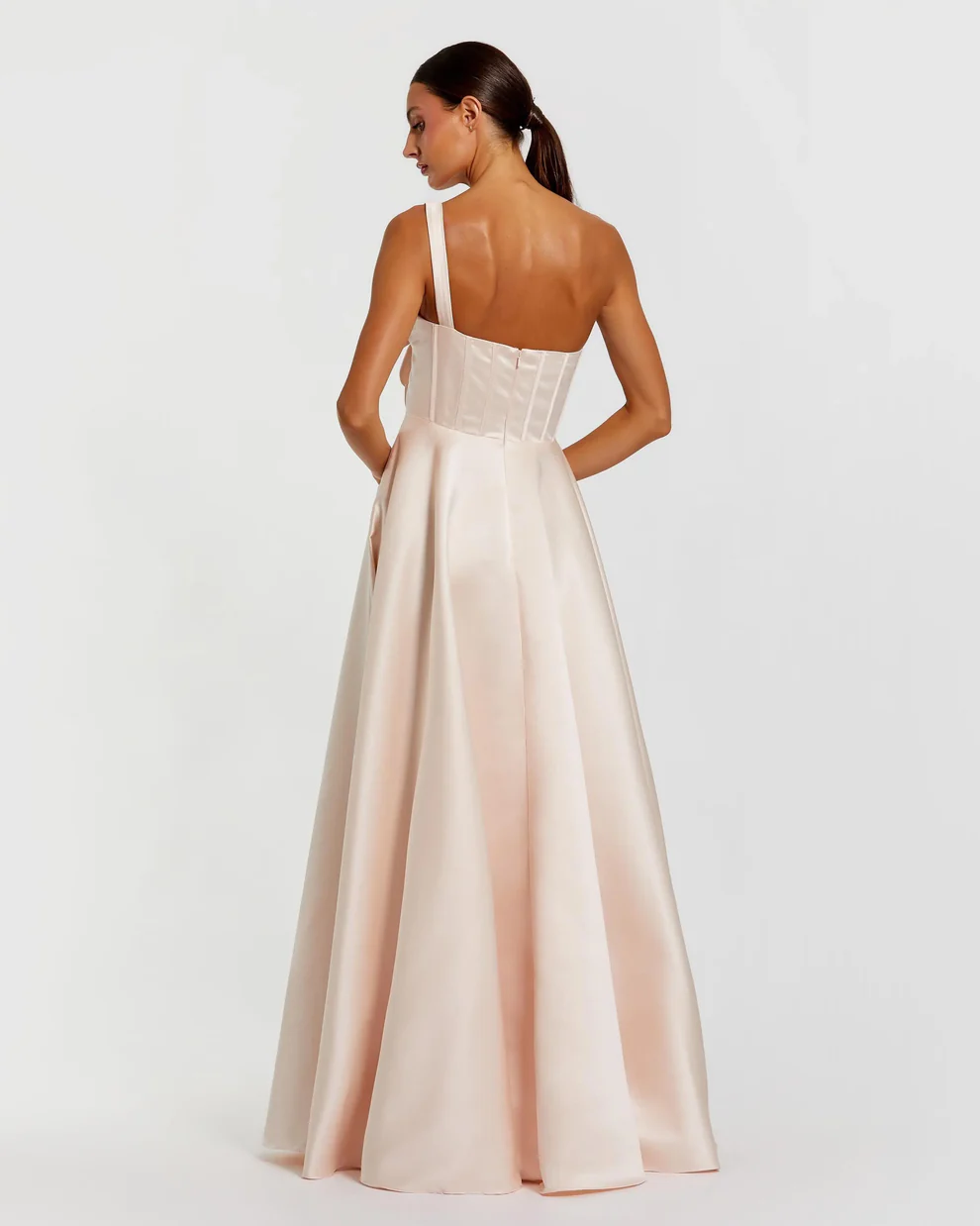 Elegant Satin One-Shoulder Sweetheart 3D Floral Applique Floor-Length Evening Dress