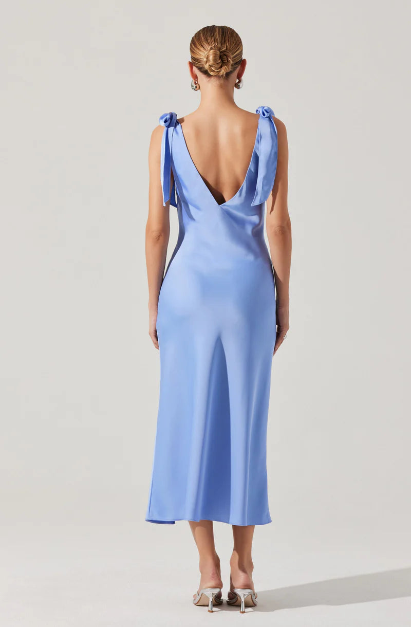 Elegant Satin Sheath Cowl-Neck Sleeveless Open-Back Back-Zip Midi Evening Dresses