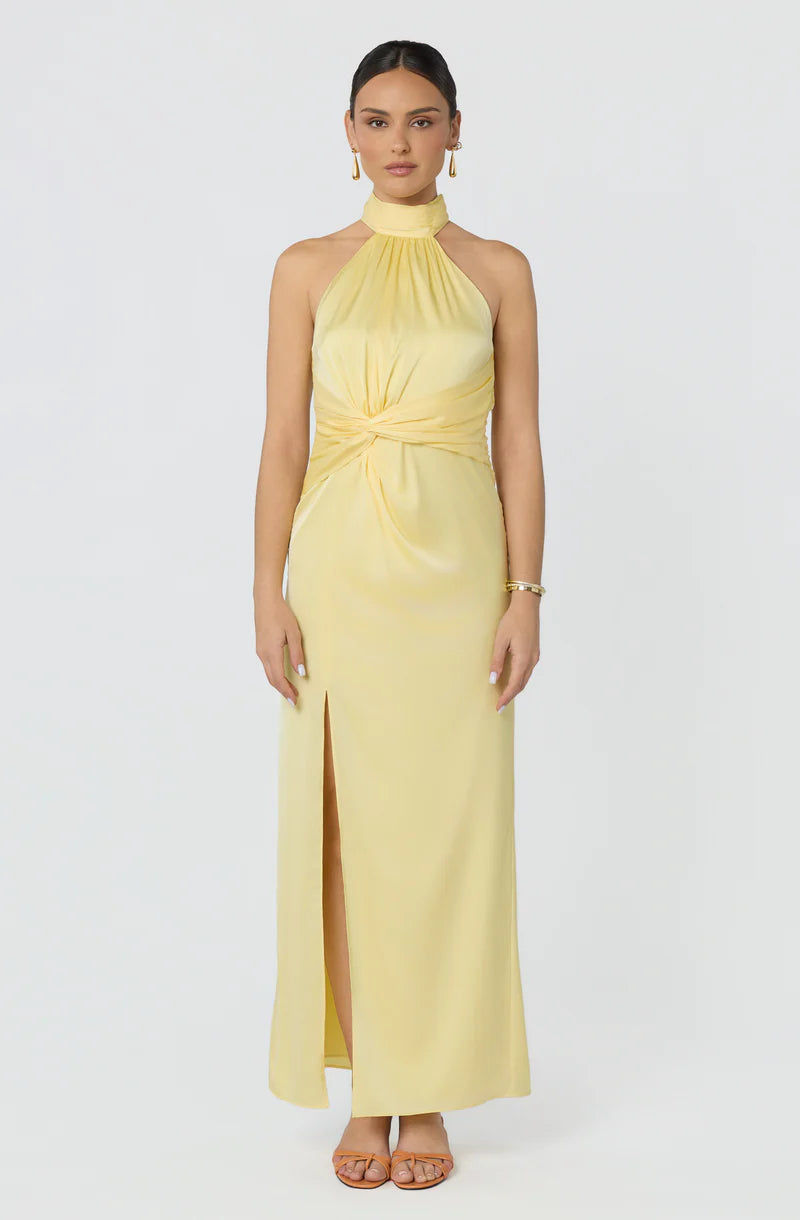 Elegant Satin Sheath Halter Sleeveless Open-Back Back-Zip Maxi Evening Dresses
