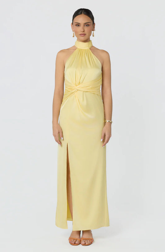 Elegant Satin Sheath Halter Sleeveless Open-Back Back-Zip Maxi Evening Dresses