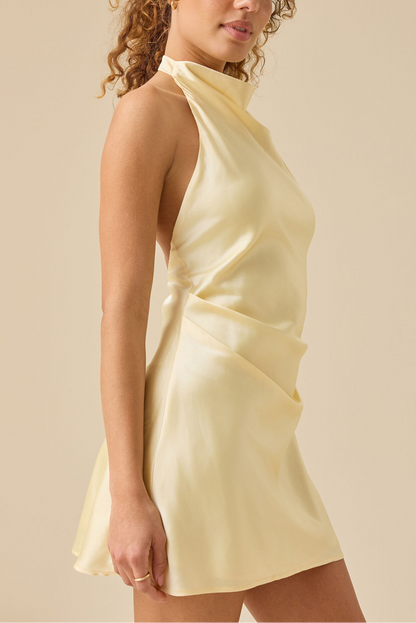 Elegant Sheath Halter Cowl Sleeveless Open Back Mini Homecoming Dress