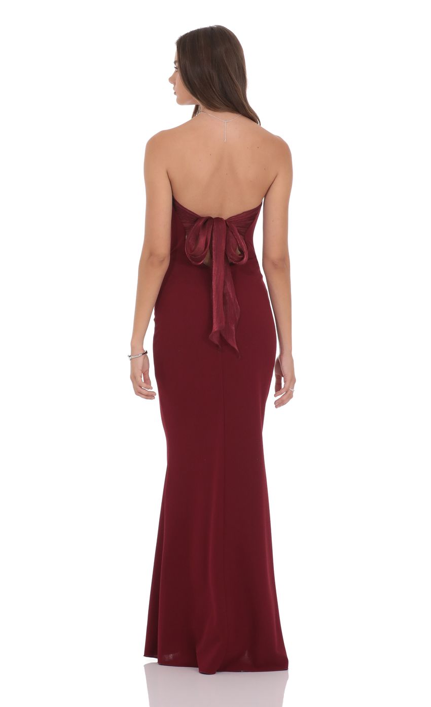 Elegant Strapless Sweetheart Neck Open Back Bow Tie Mermaid Maxi Evening Dress