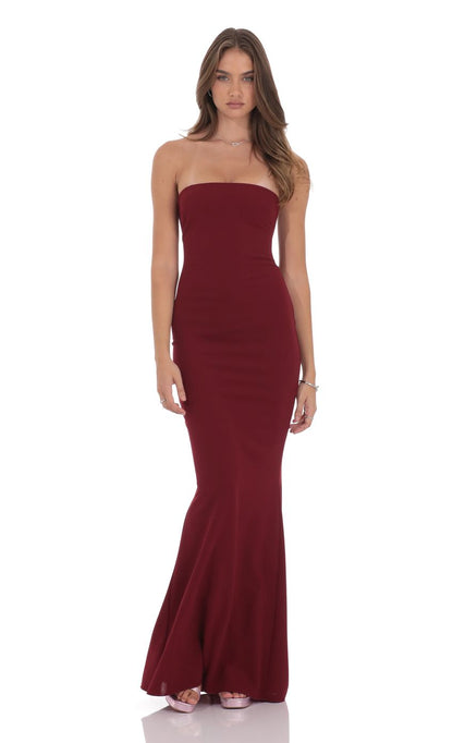Elegant Strapless Sweetheart Neck Open Back Bow Tie Mermaid Maxi Evening Dress