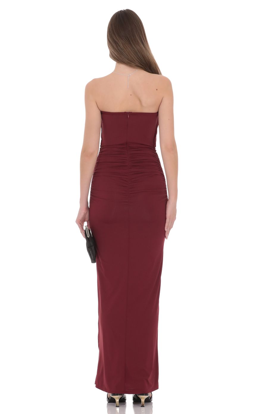 Elegant Strapless Cowl Neck Heart-shaped Cutout Ruched Stretch Jersey Bodycon Floor-length Evening Dresses