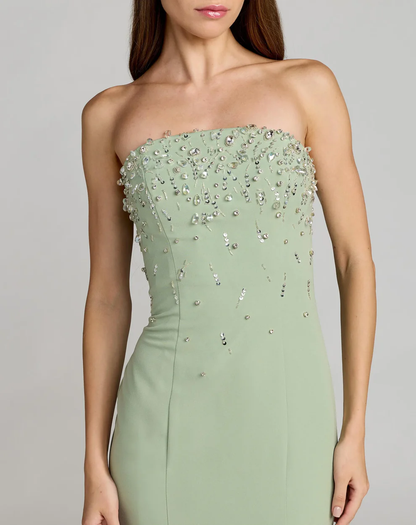 Elegant Strapless Crystal-Embellished Bodice Mermaid Floor-Length Evening Dress