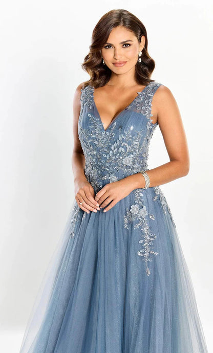 Embellished A-line V-neck sleeveless floor-length Mother of the Bride Dress