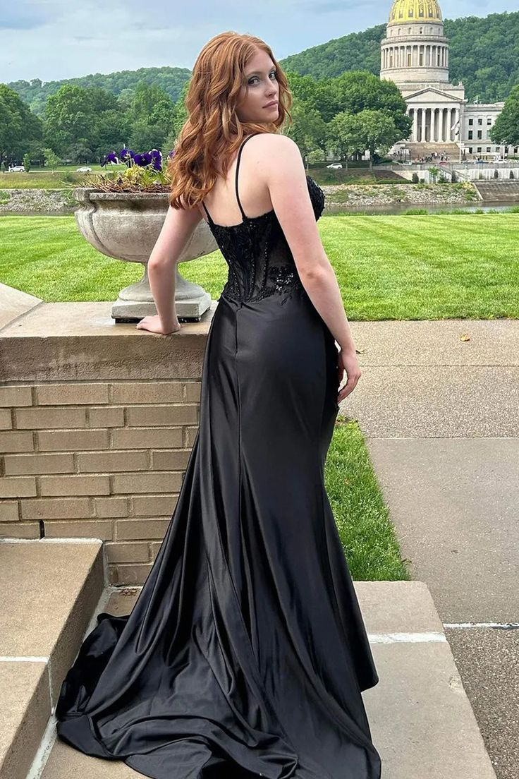 Embellished Mermaid Sweetheart Spaghetti Straps Corset Back Floor Length Prom Dresses