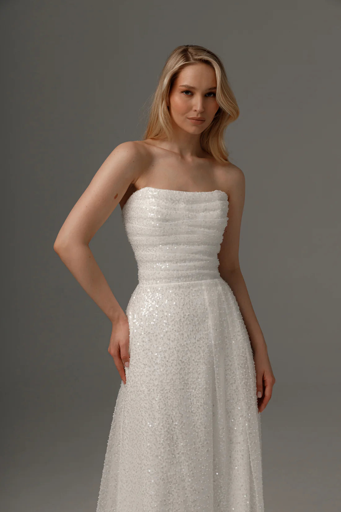 Enchanting Sequin Tulle A-Line Off-the-Shoulder Sleeveless Zipper Back Floor-Length Formal Evening Dresses