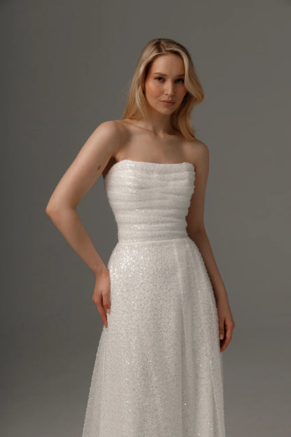 Enchanting Sequin Tulle A-Line Off-the-Shoulder Sleeveless Zipper Back Floor-Length Formal Evening Dresses