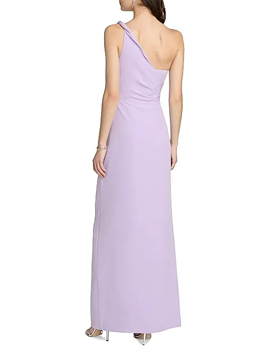 Ethereal Lavender Crepe Fitted One-Shoulder Sweetheart Neck Floor-Length Evening Dresses