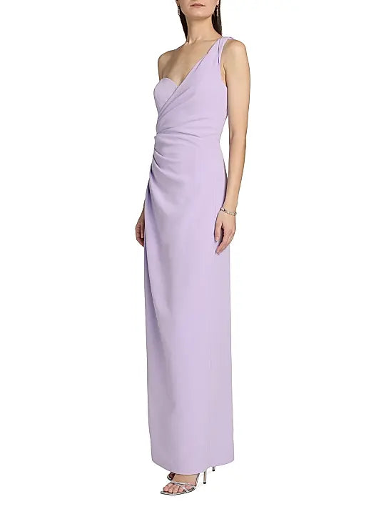 Ethereal Lavender Crepe Fitted One-Shoulder Sweetheart Neck Floor-Length Evening Dresses