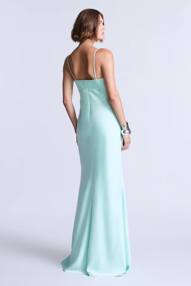 Ethereal Mint Satin Mermaid Spaghetti Strap Deep V-Neck Floor-Length Evening Dresses