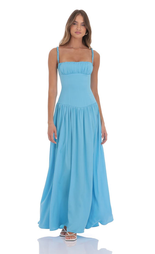 Ethereal Square Neck Ruched Bodice Chiffon Evening Dress with Flowy A-Line Skirt & Floor-Length Hem