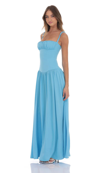 Ethereal Square Neck Ruched Bodice Chiffon Evening Dress with Flowy A-Line Skirt & Floor-Length Hem