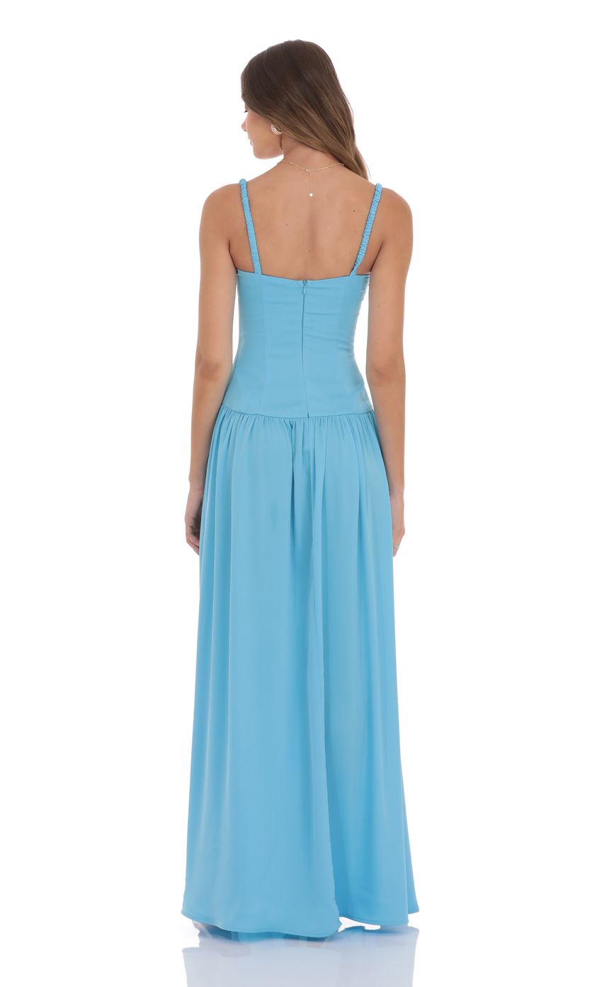 Ethereal Square Neck Ruched Bodice Chiffon Evening Dress with Flowy A-Line Skirt & Floor-Length Hem
