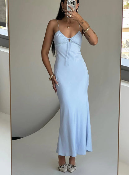 Ethereal Sweetheart Neck Spaghetti Strap Satin Mermaid Evening Dress with Smocked Back