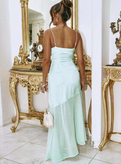 Ethereal Sweetheart Neck Spaghetti Strap Satin & Chiffon Mermaid Evening Dress