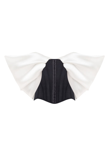Evening Dress with Off-Shoulder Neckline, Structured Corset Bodice and High Side Slit