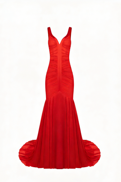 Evening Gown with Sweetheart Neckline, Ruched Bodice and Mermaid Train