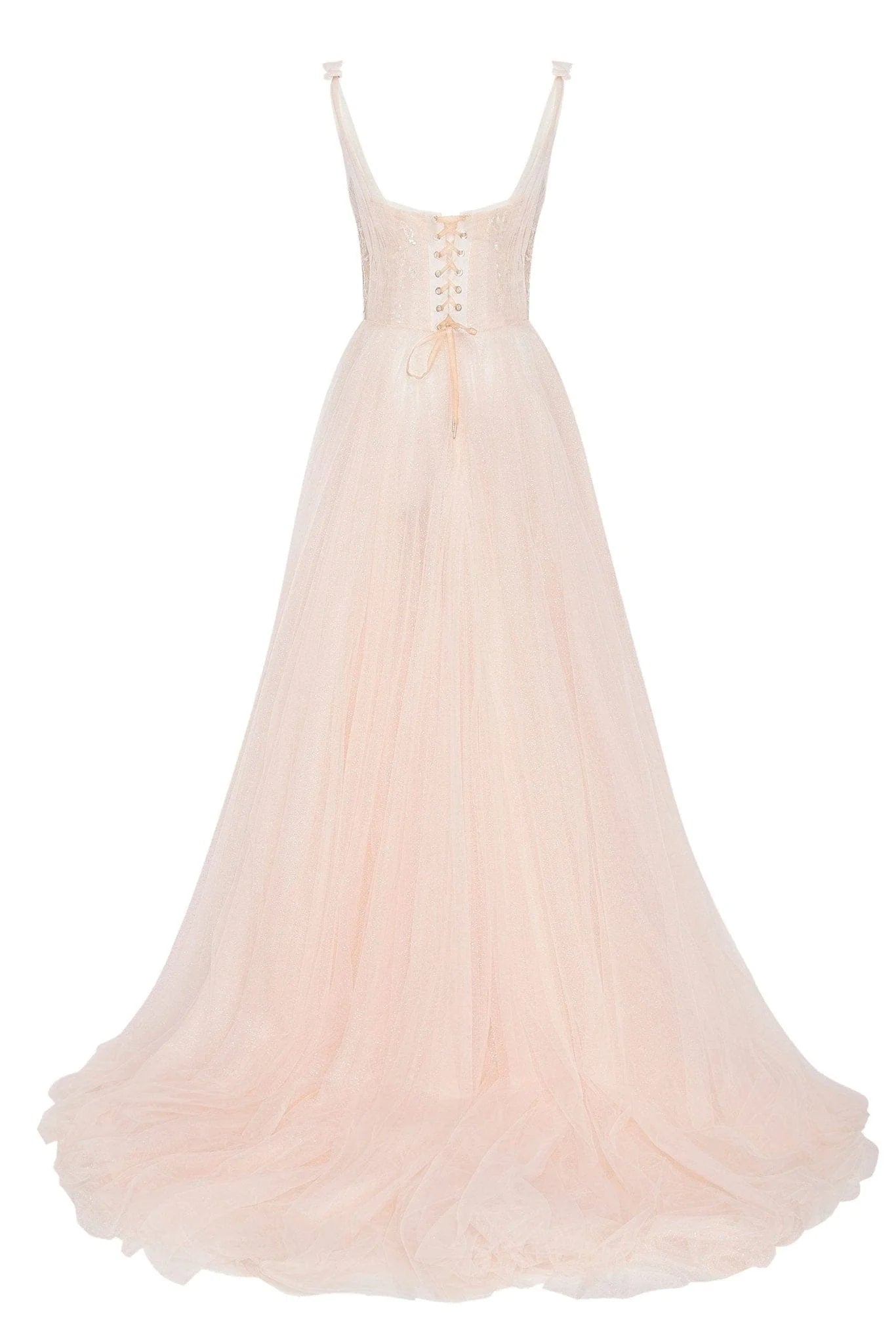 Evening Dress with Sweetheart Neckline, Beaded Bodice and Voluminous Glitter Tulle Skirt